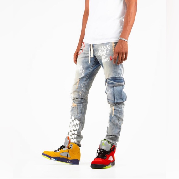 THRT DENIM CARGO REVENGE 2.0 Lightwash Skinny Jeans - Picture 4 of 5